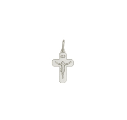 Pingente Prata Cruz Lisa com Cristo 20 mm