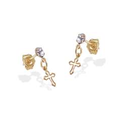 Brinco Cruz Vazada com Strass 9 mm