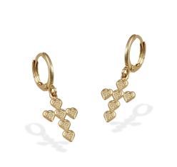 Brinco Argola Cruz com Bolinhas