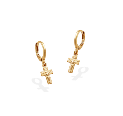 Brinco Argolinha Cruz e Cristo 10 mm