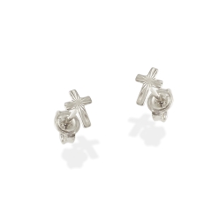 Brinco Prata Cruz Diamantada 6 mm