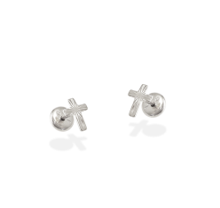 Brinco Prata Cruz Diamantada 6 mm