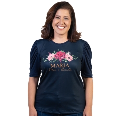 Blusa Manga Bufante Maria Mãe e Rainha