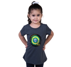 Baby Look Infantil Meu Escudo é a Fé - Chumbo