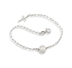 Pulseira Prata Cartie com São Bento e Cruz Palito