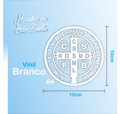 Adesivo Medalha de São Bento Grande - Vinil Branco