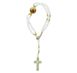 Terço pulseira pérola Nossa Senhora Aparecida - Adulto