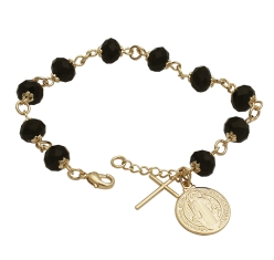 Pulseira 19 cm - com Cruz e Bola Preta 6mm - São Bento