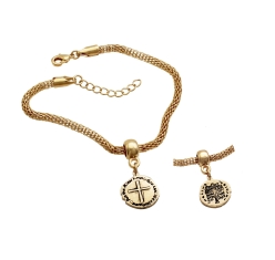 Pulseira com Berloque Folheado Medalha das Duas Cruzes