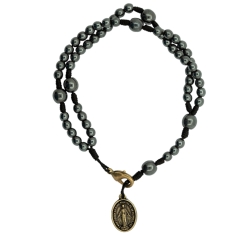 Pulseira Terço Hematita Nossa Senhora das Graças