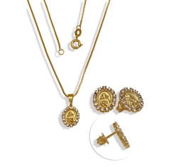 Conjunto São José Colar e Brinco com Strass