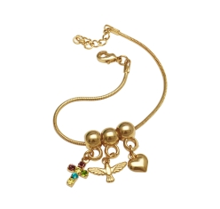 Pulseira Infantil Berloques Fé, Esperança e Caridade - Semijoia