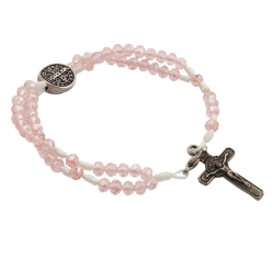 Pulseira Terço Cristal Rosa São Bento