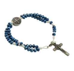 Pulseira Terço Cristal Azul Escuro São Bento