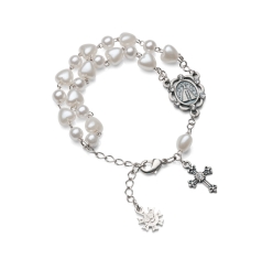 Pulseira Pérolas de Coração Nossa Senhora Aparecida