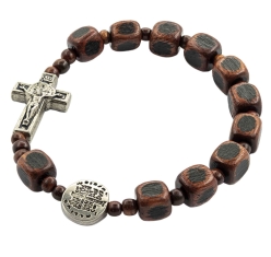 Pulseira Medalha Duas Cruzes Contas Vermelha