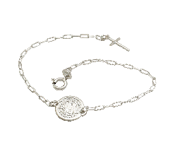 Pulseira Cartier Prata Medalha de São Bento 11 mm