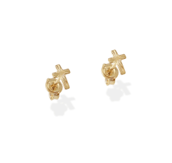 Brinco Cruz Diamantada Dourada 6 mm