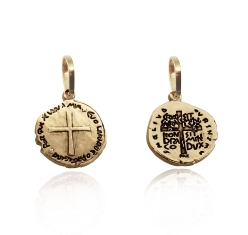 Pingente Medalha das Duas Cruzes Ouro 18K - 12 mm