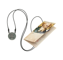 Colar Medalha São Bento com Folheto