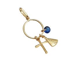 Pingente Nossa Senhora Aparecida, Cruz e Cristal Azul