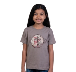 Baby Look Infantil Medalha das Duas Cruzes - Cinza Pedra