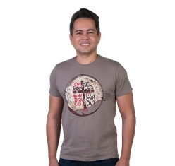 Camiseta Slim Medalha das Duas Cruzes - Cinza Pedra
