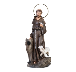 Imagem Resina Nacional São Francisco com Lobo 25cm