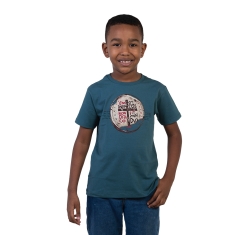 Camiseta Infantil Medalha das Duas Cruzes - Petróleo