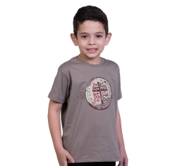 Camiseta Infantil Medalha das Duas Cruzes  Cinza Pedra