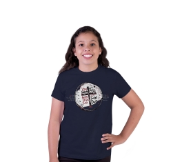Baby Look Juvenil Medalha das Duas Cruzes - Azul Marinho
