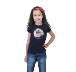 Baby Look Infantil Medalha das Duas Cruzes - Azul Marinho