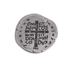 Broche Medalha das Duas Cruzes - Cor Prata