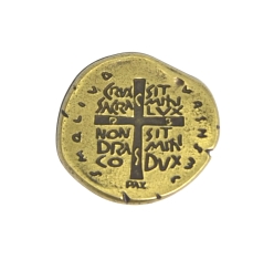 Broche Medalha das duas Cruzes - Cor Ouro Velho