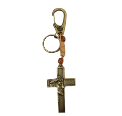 Chaveiro Crucifixo Metal Face de Cristo