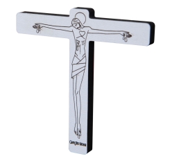 Crucifixo "Vinde, Ó Deus em meu auxílio" - Branco