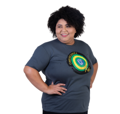 Baby Look Plus Size Meu Escudo é a Fé - Chumbo
