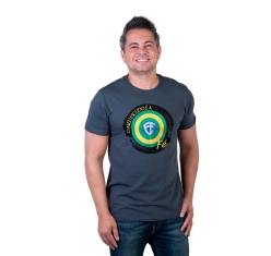 Camiseta Slim Meu Escudo é a Fé - Chumbo