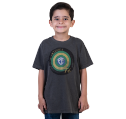 Camiseta Infantil Meu Escudo é a Fé - Cinza Estonada