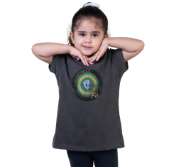 Baby Look Infantil Meu Escudo é a Fé - Cinza Estonada