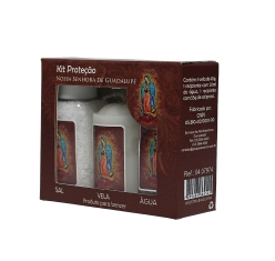 Kit Água, Vela e Sal Nossa Senhora de Guadalupe