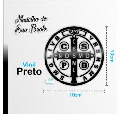 Adesivo Medalha de São Bento Grande - Vinil Preto