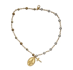 Pulseira Nossa Senhora das Graças com Cruz e Pérola