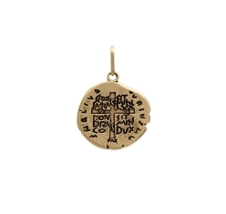 Pingente Medalha das Duas Cruzes Prata 990 folheada a ouro - 15mm