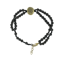 Pulseira Terço Medalha das Duas Cruzes - Ouro velho